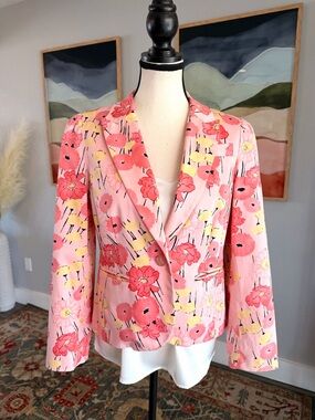 Apostrophe Pink Poppy Floral Blazer Jacket